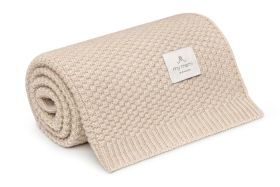 Decke aus 100 % natürlicher Merinowolle, warmes Beige
