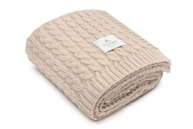 Warme Decke aus 100% Merinowolle Warm Beige – Premium Collection