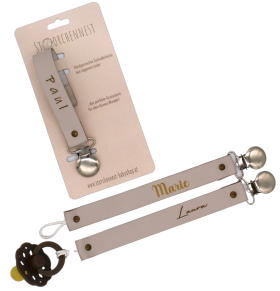 Schnullerkette Leder Grau