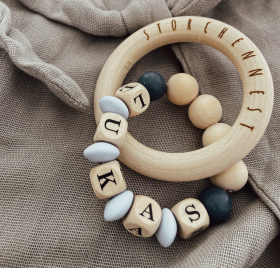 Beißring aus Holz und Silikon "Lukas"