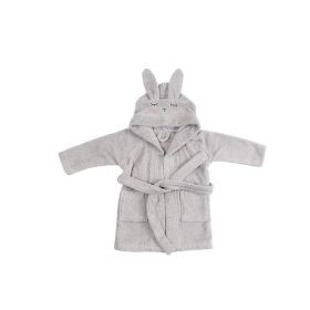 Kapuzen-Bademantel Hase Silbergrau - GOTS 1-2 Jahre