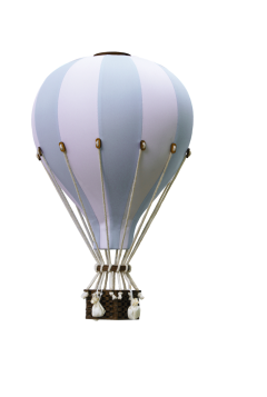 Deko Heißluftballon- Large  hellblau/weiß
