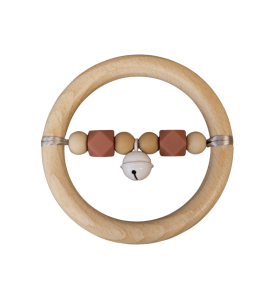Beißring aus Holz und Silikon "Rosa"