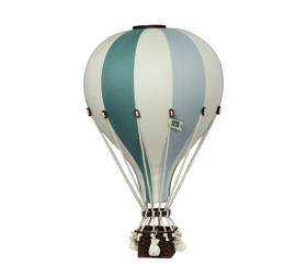 Deko Heißluftballon- medium  pastell-hellblau/vanille/dunkelgrün