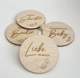 Holzscheibe 3er SET - Schwangerschaftsverkündung